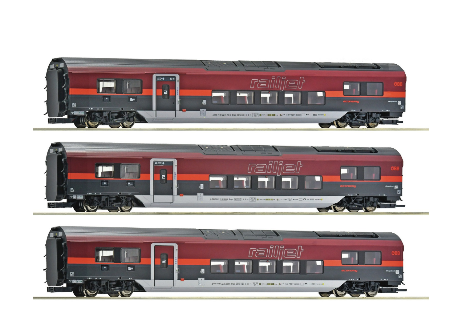 ÖBB Railjet-2 Extension Car Set DC / 2-Rail