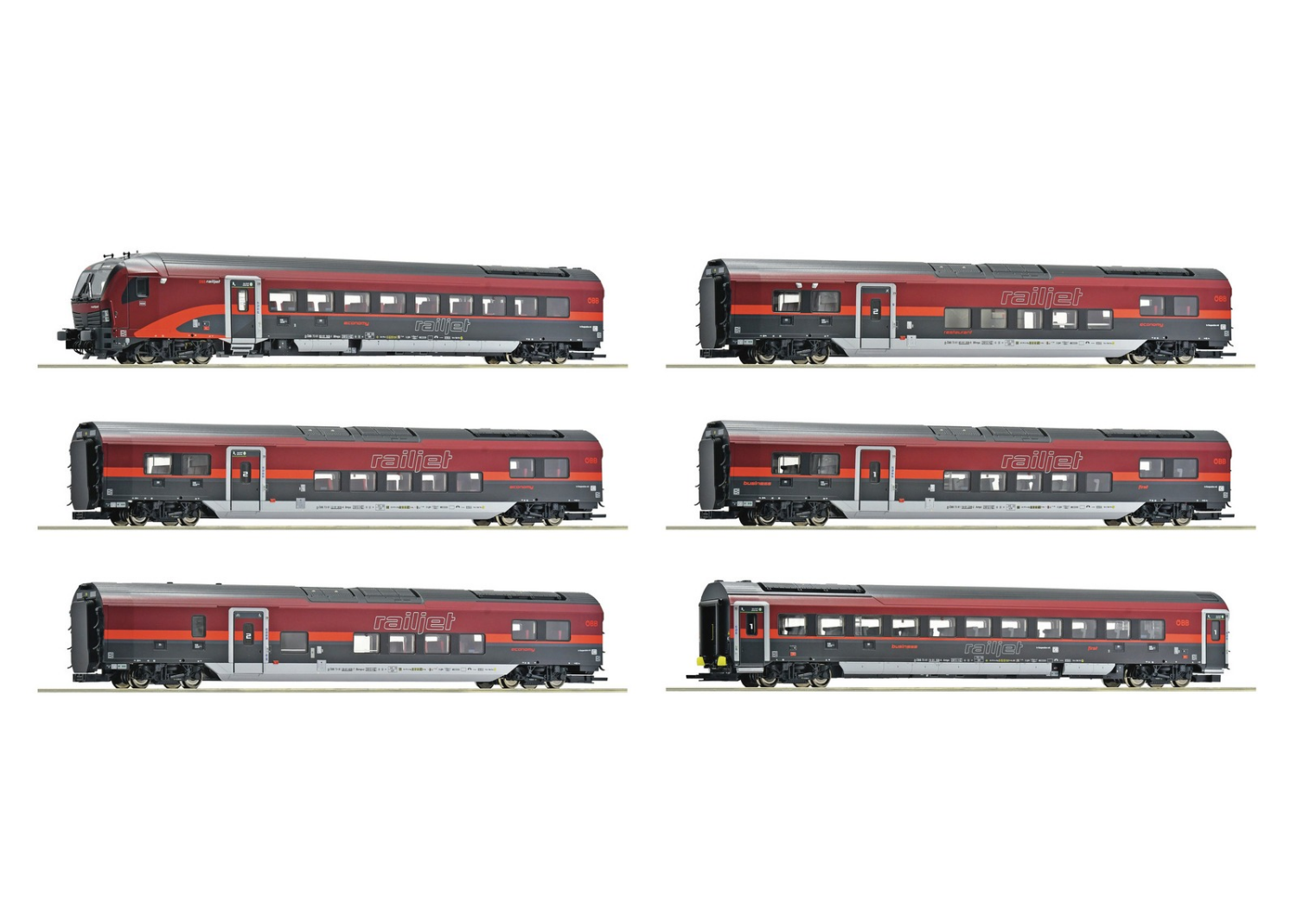 ROCO 6210178 ÖBB Railjet-2 Passenger Car Set DC / 2-Rail
