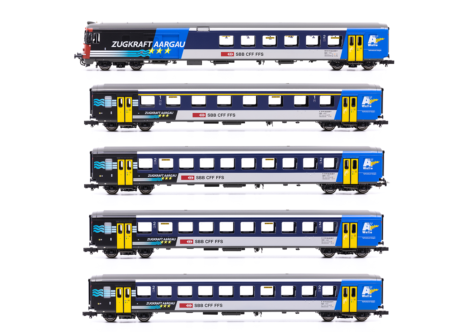 Zugkraft Aargau 5-Part Passenger Car Set with Steuerwagen