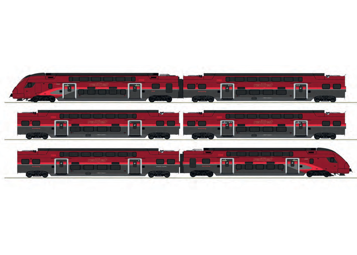 ÖBB Railjet Double-deck 6-piece Class 4706 Train